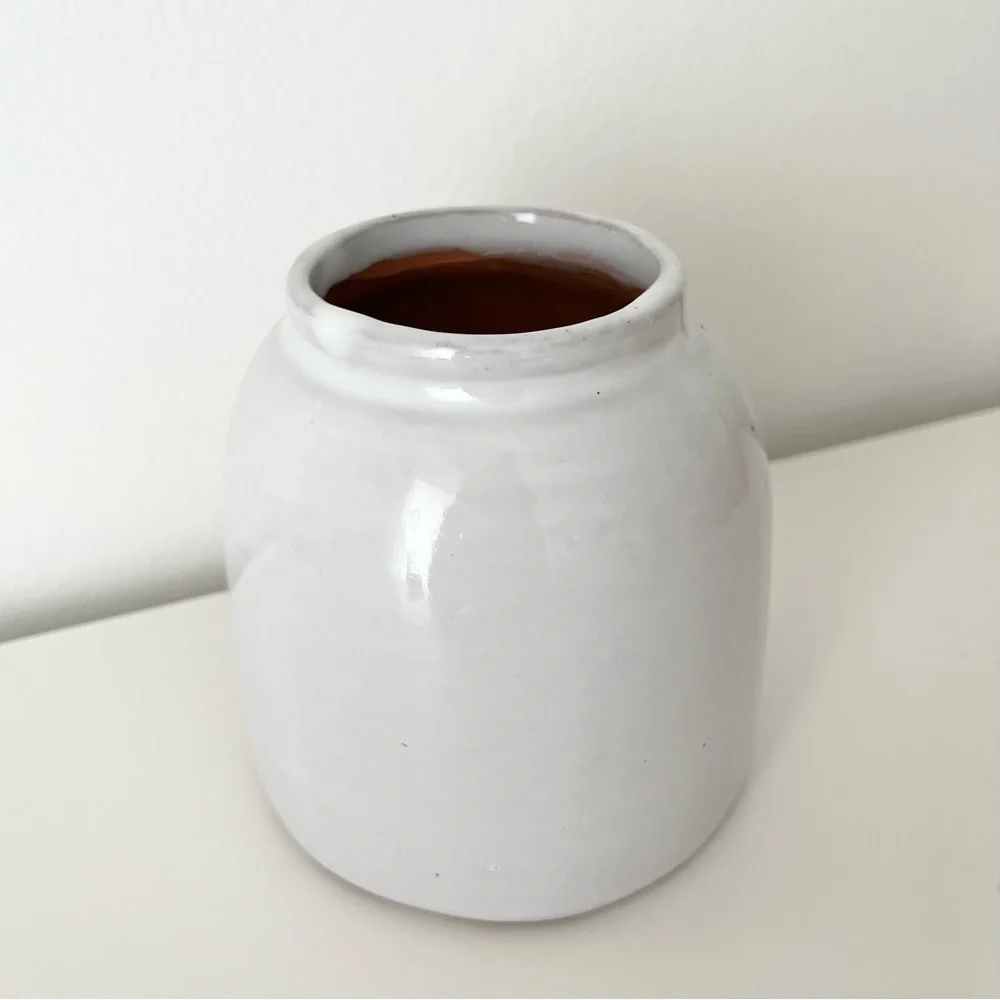 Handmade Pottery Ceramic Vase Gray Round Rustic Country from Brooklyn NYC's Leif